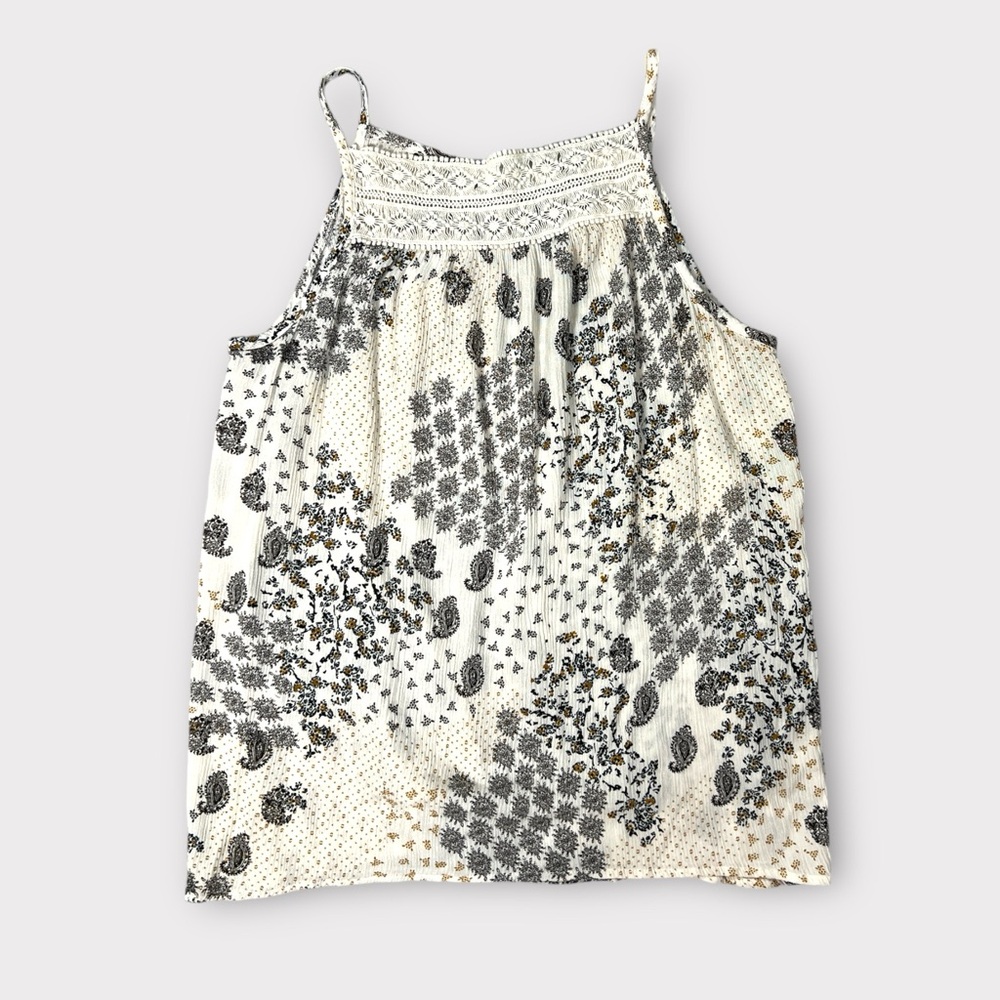 Maurice's Cream, Gold & Black halter top, sz M